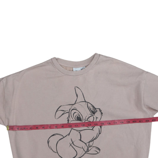 Disney Women Beige Thumper Sweatshirt Size 12/14 Crew Neck Pullover