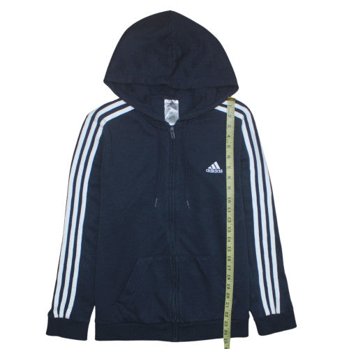 Adidas Women Navy Blue Full Zip Hoodie L 16-18 Cotton Blend