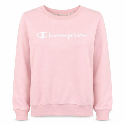 Champion Womens Pink Pullover Sweatshirt Medium Crew Neck Logo Cotton Blend