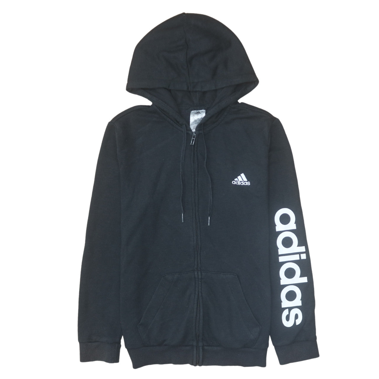 Adidas Women Black Full Zip Hoodie Size 16-18 Logo Print
