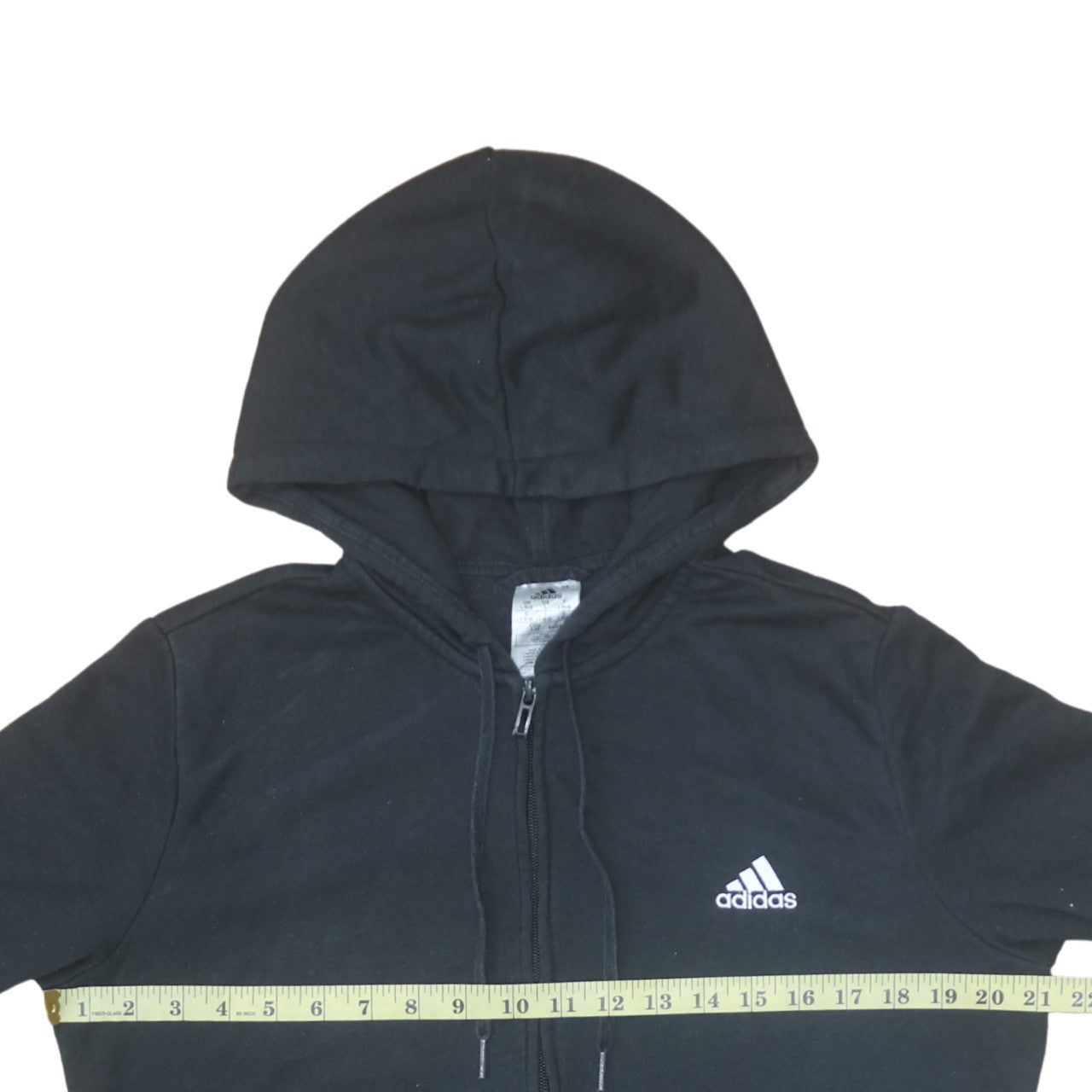Adidas Women Black Full Zip Hoodie Size 16-18 Logo Print
