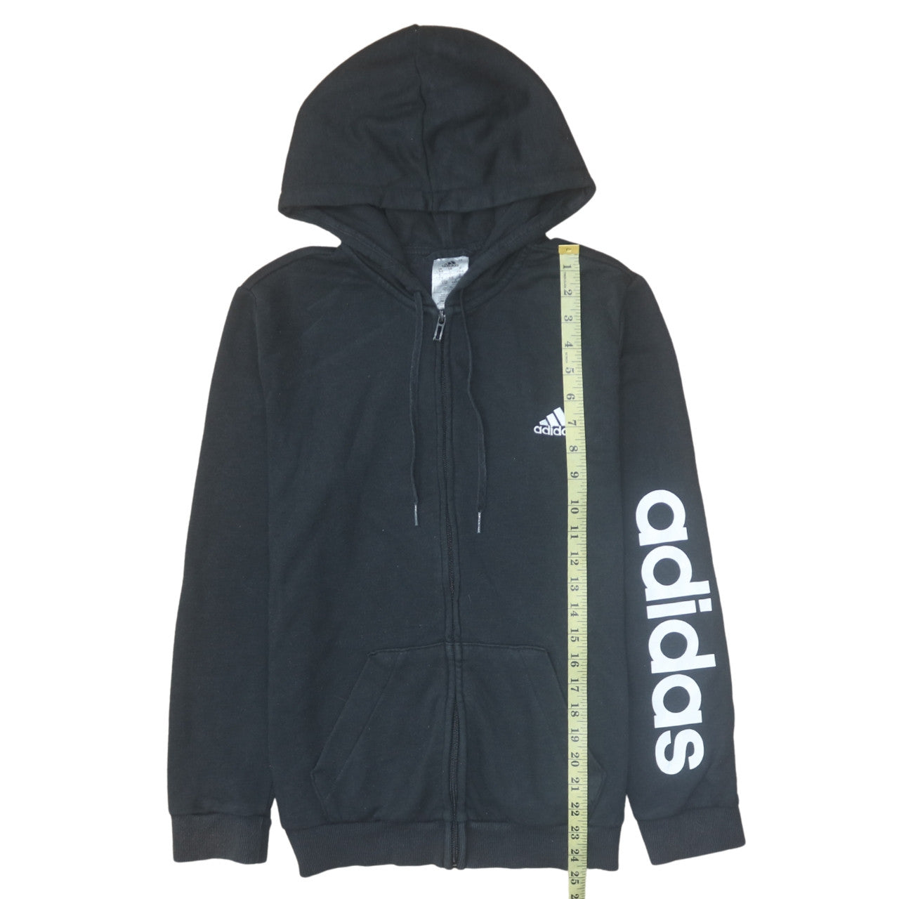 Adidas Women Black Full Zip Hoodie Size 16-18 Logo Print