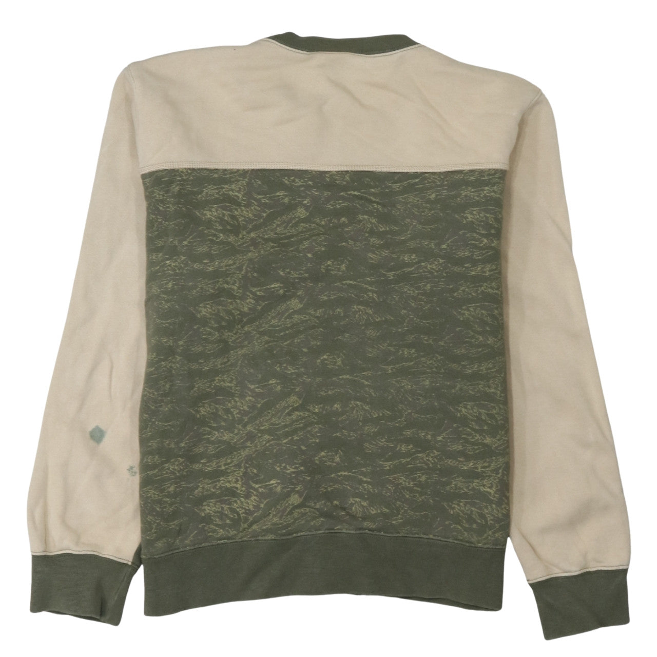 Champion Women’s Green Beige Pullover Sweatshirt L Logo Print Cotton