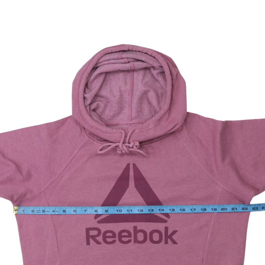Reebok Womens Pink Pullover Hoodie Sweatshirt L Hooded Logo Casual