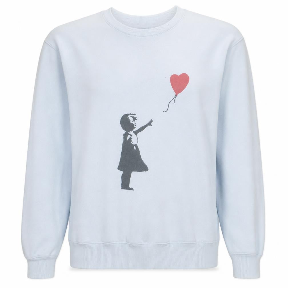 Russell Women’s White Pullover Sweatshirt S Balloon Girl Graphic