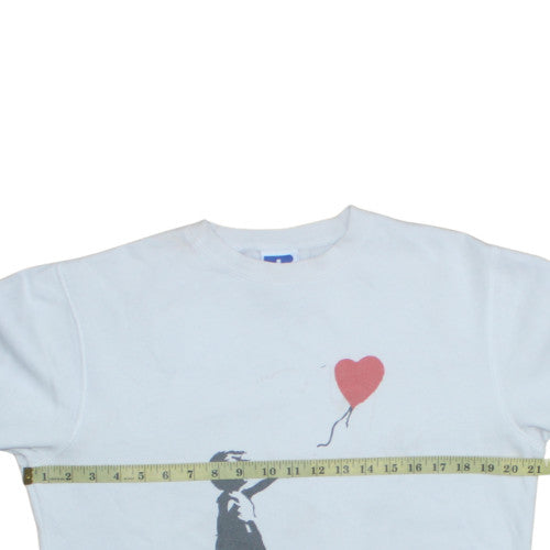 Russell Women’s White Pullover Sweatshirt S Balloon Girl Graphic