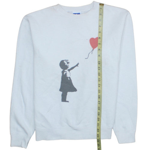 Russell Women’s White Pullover Sweatshirt S Balloon Girl Graphic