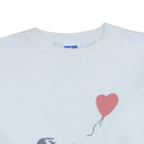Russell Women’s White Pullover Sweatshirt S Balloon Girl Graphic
