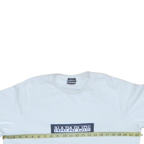 Napapijri Men's White Pullover Logo Sweatshirt Size S Relaxed Fit