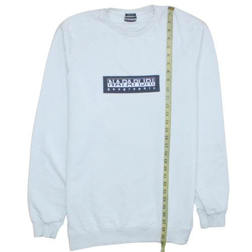 Napapijri Men's White Pullover Logo Sweatshirt Size S Relaxed Fit