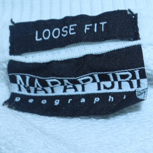 Napapijri Men's White Pullover Logo Sweatshirt Size S Relaxed Fit