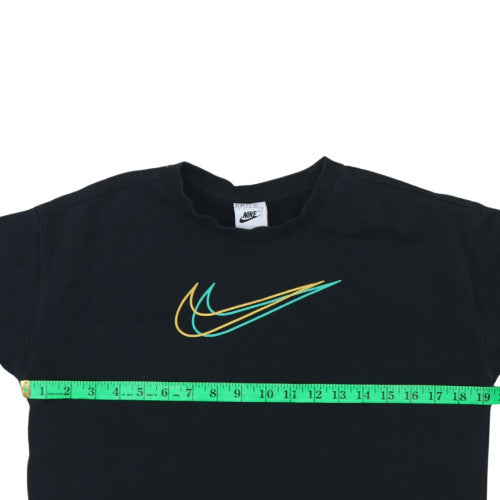 Nike Boys Black Pullover Sweatshirt L 146-156cm Crew Neck Logo Fleece