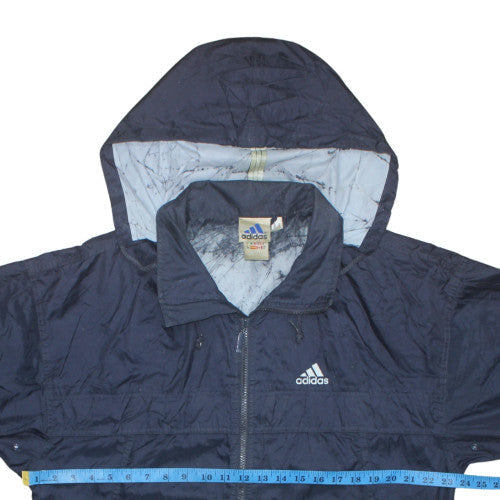 Adidas Men's Blue Hooded Windbreaker Jacket Size S