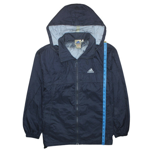 Adidas Men's Blue Hooded Windbreaker Jacket Size S