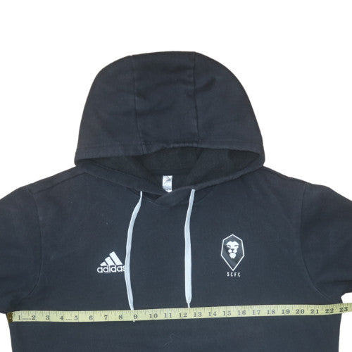 Adidas Mens Black Pullover Hoodie M Logo Fleece Sportswear