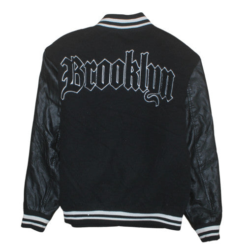 Chapter Men's Black Varsity Jacket Size S Brooklyn Embroidered Bomber