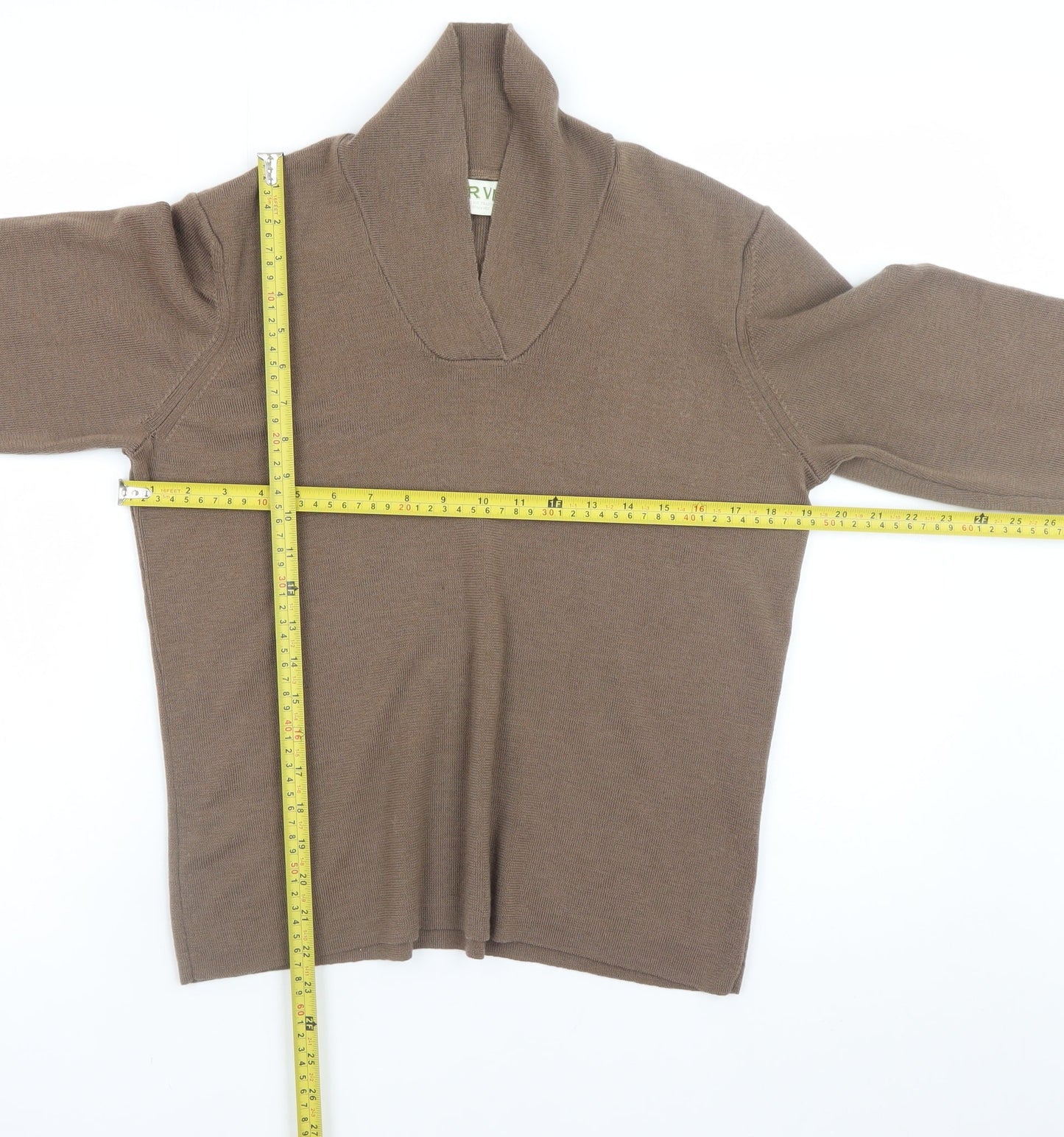Orvis Women Brown Merino Wool Pullover Jumper M Long Sleeve Knit