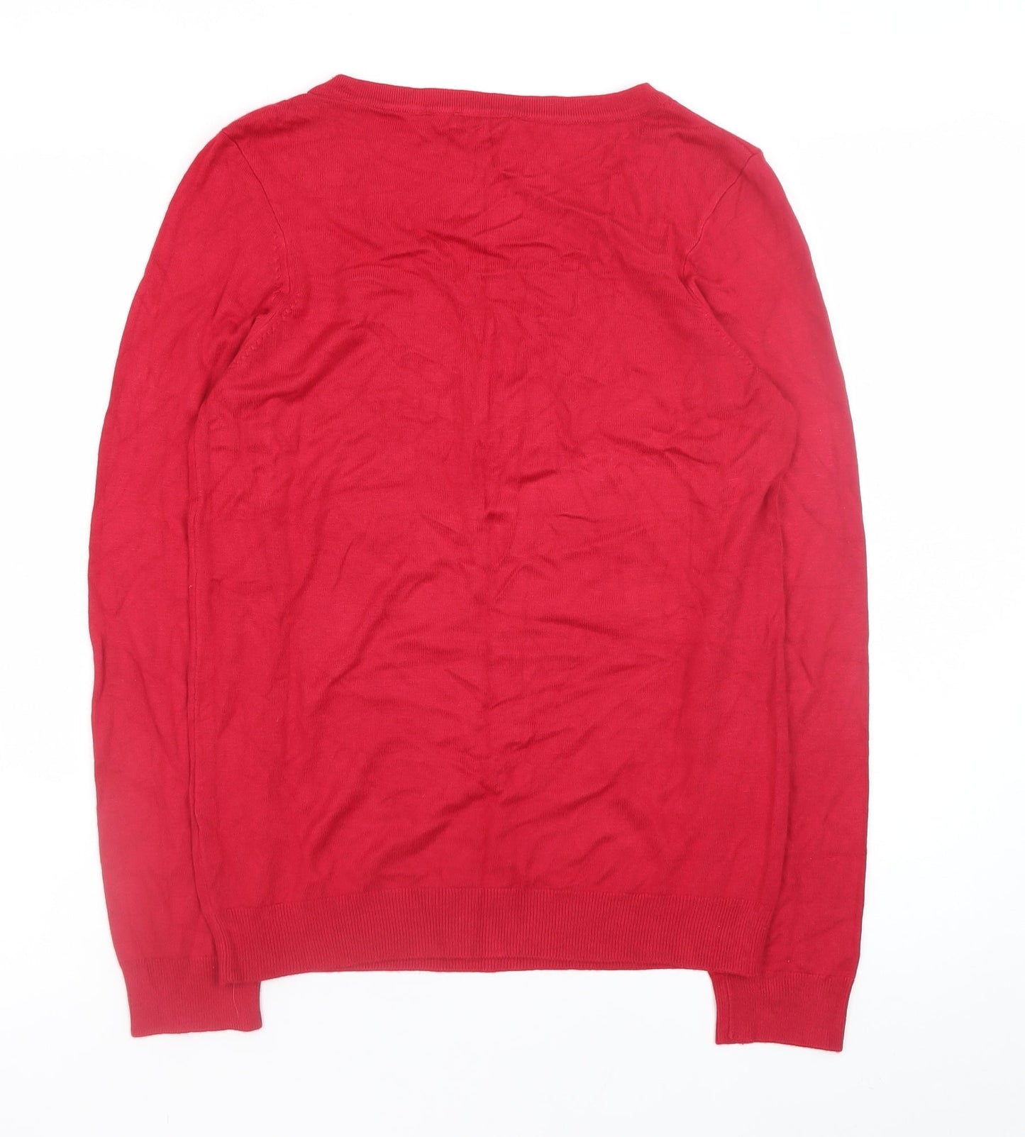 Kettlewell Men's Red V-Neck Slim Fit Pullover Jumper Size M
