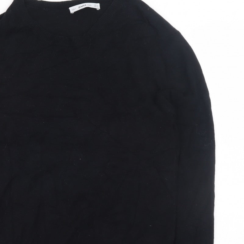 Additional view of Zara Men Black Knit jumper, size M, Crew Neck Long Sleeve