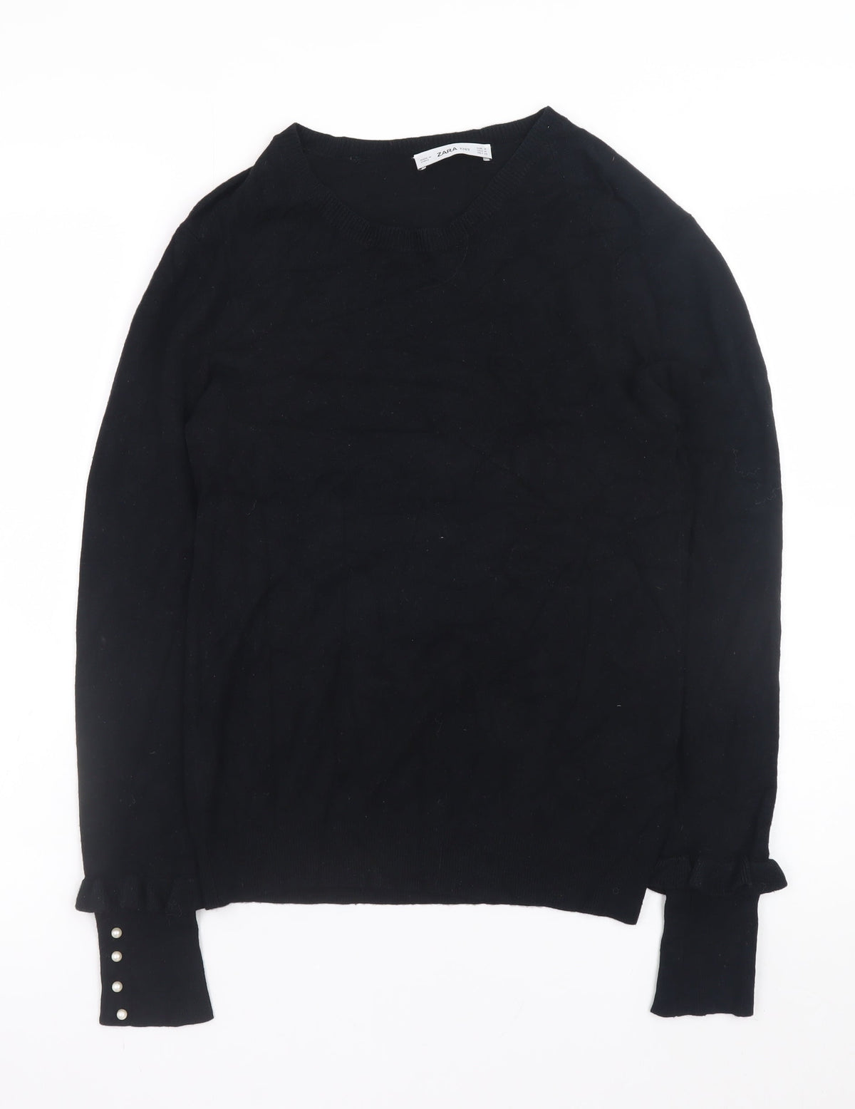 Back view of Zara Men Black Knit jumper, size M, Crew Neck Long Sleeve
