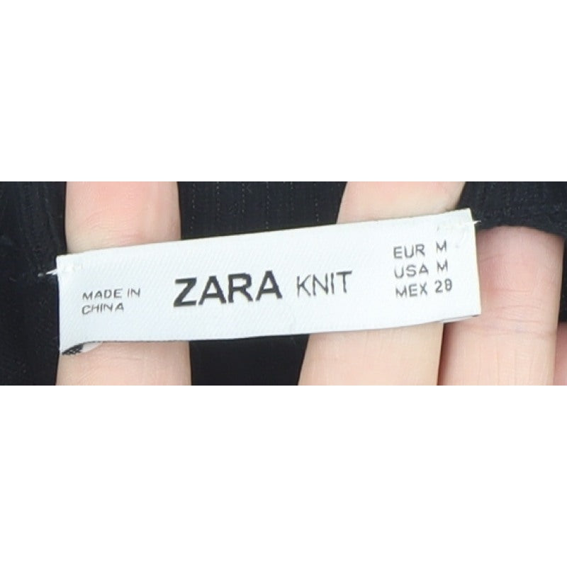 Additional view of Zara Men Black Knit jumper, size M, Crew Neck Long Sleeve