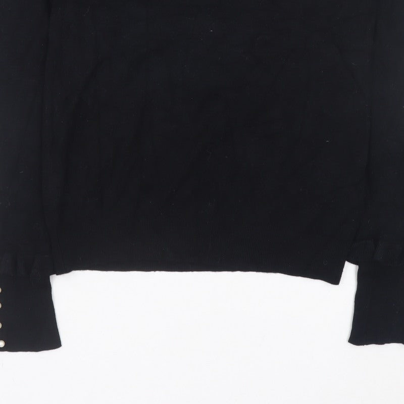 Additional view of Zara Men Black Knit jumper, size M, Crew Neck Long Sleeve