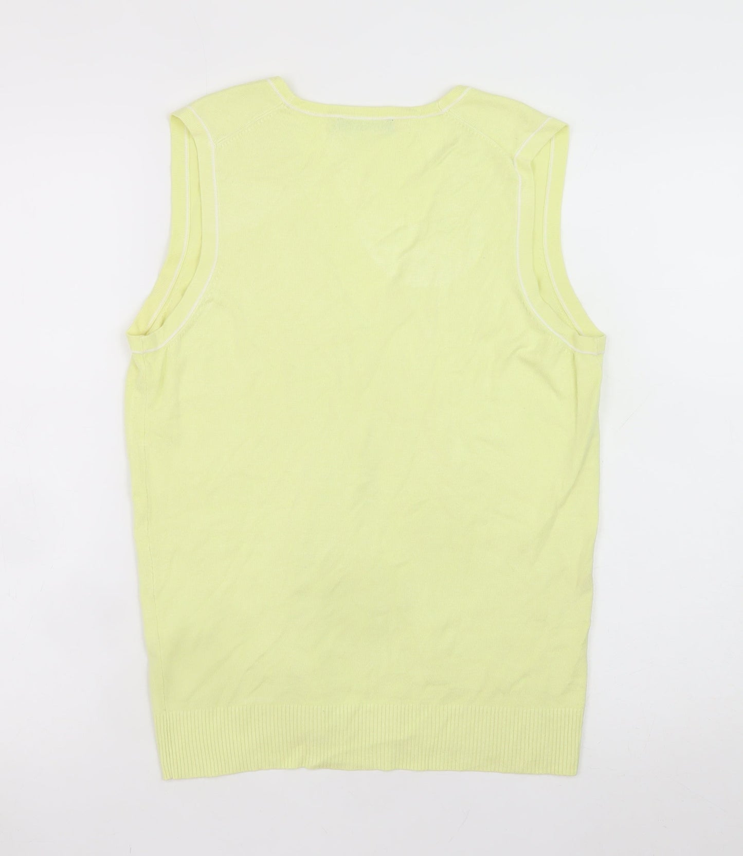 Brax Golf Men's Yellow Sleeveless V-Neck T-Shirt M Viscose Blend