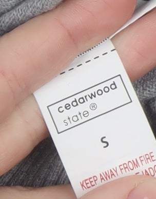 Cedarwood State Men’s Grey Cotton Shawl Collar Button Jumper Size S