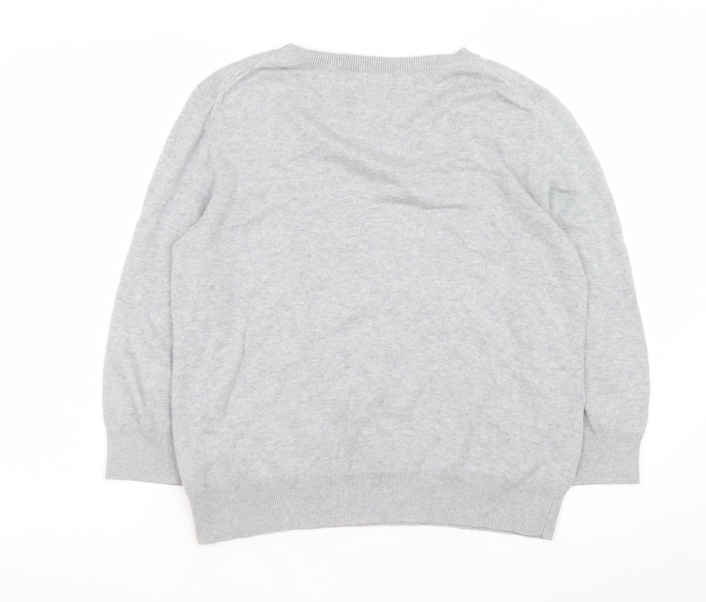 Hobbs Women’s Grey Cat Jumper L Crew Neck Knit Pullover Sweater