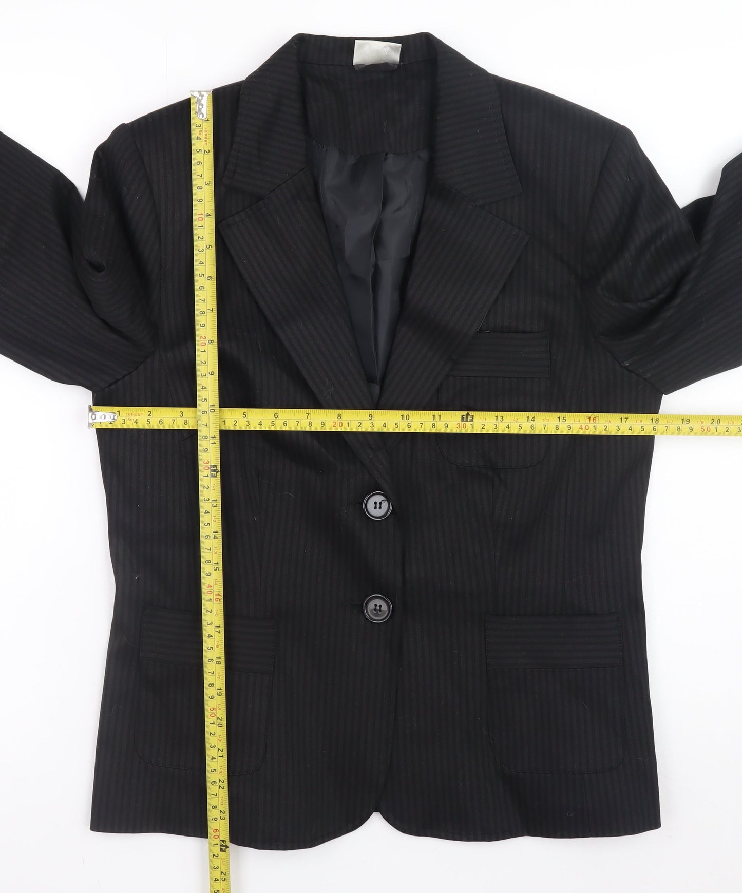 Select Women’s Black Pinstripe Blazer Size 12 Classic Business Jacket