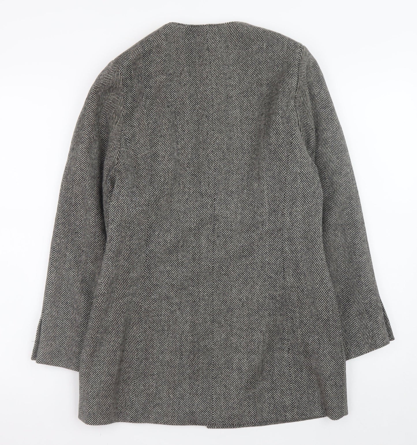 Planet Women’s Grey Wool Herringbone Mid-Length Coat Size 10