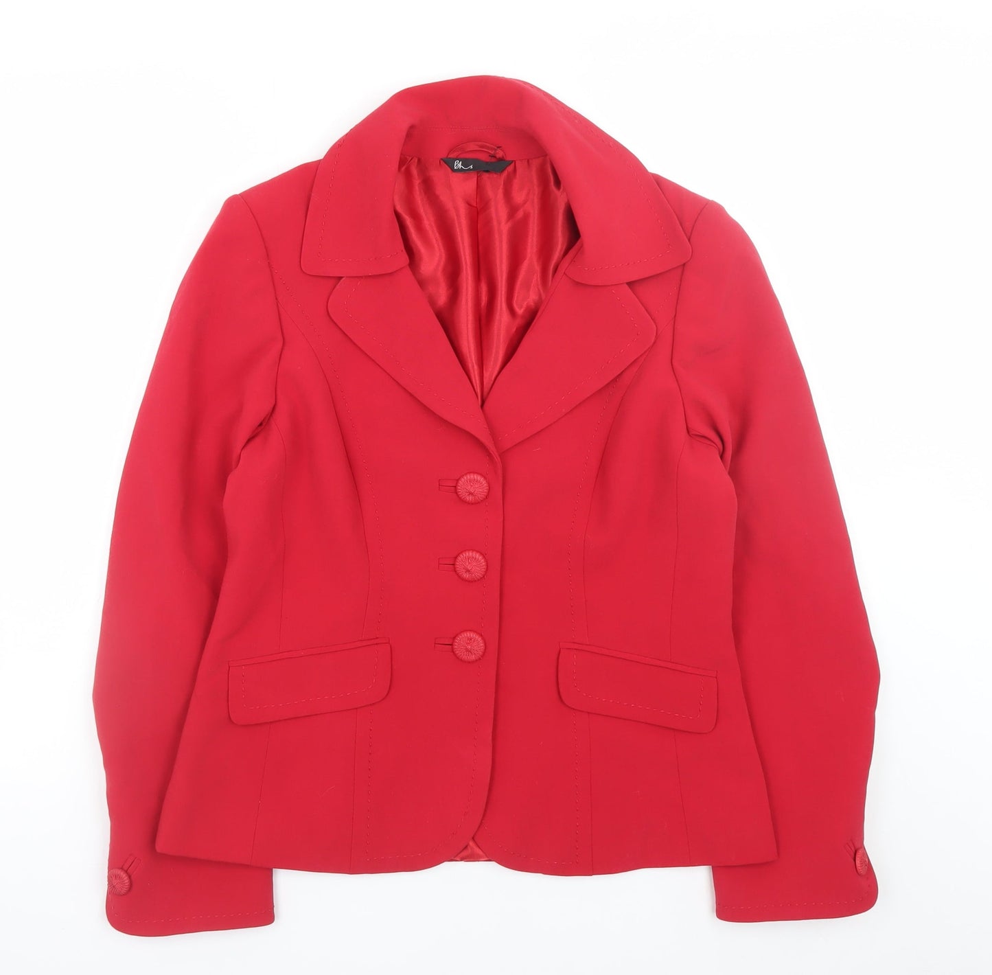 BHS Women’s Red Blazer Jacket Size 12 Classic Buttoned Business Style