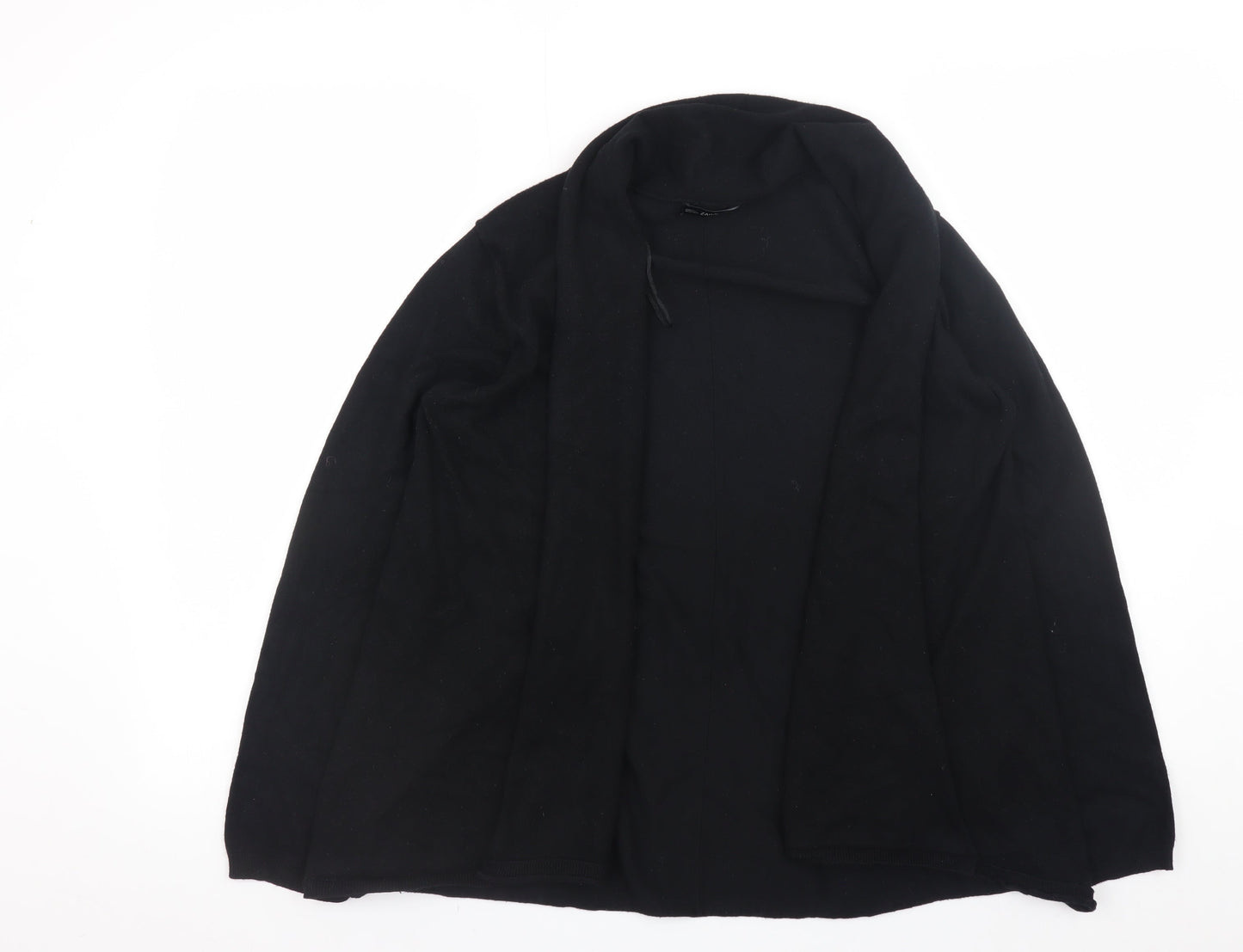 ZARA Knit Womens Black Size 12 Open Front Long Sleeve Cardigan
