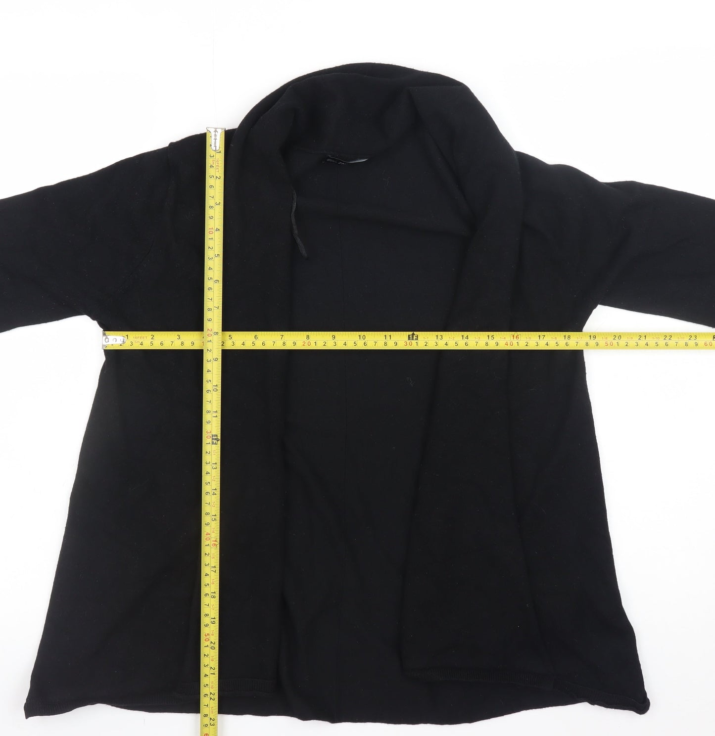 ZARA Knit Womens Black Size 12 Open Front Long Sleeve Cardigan