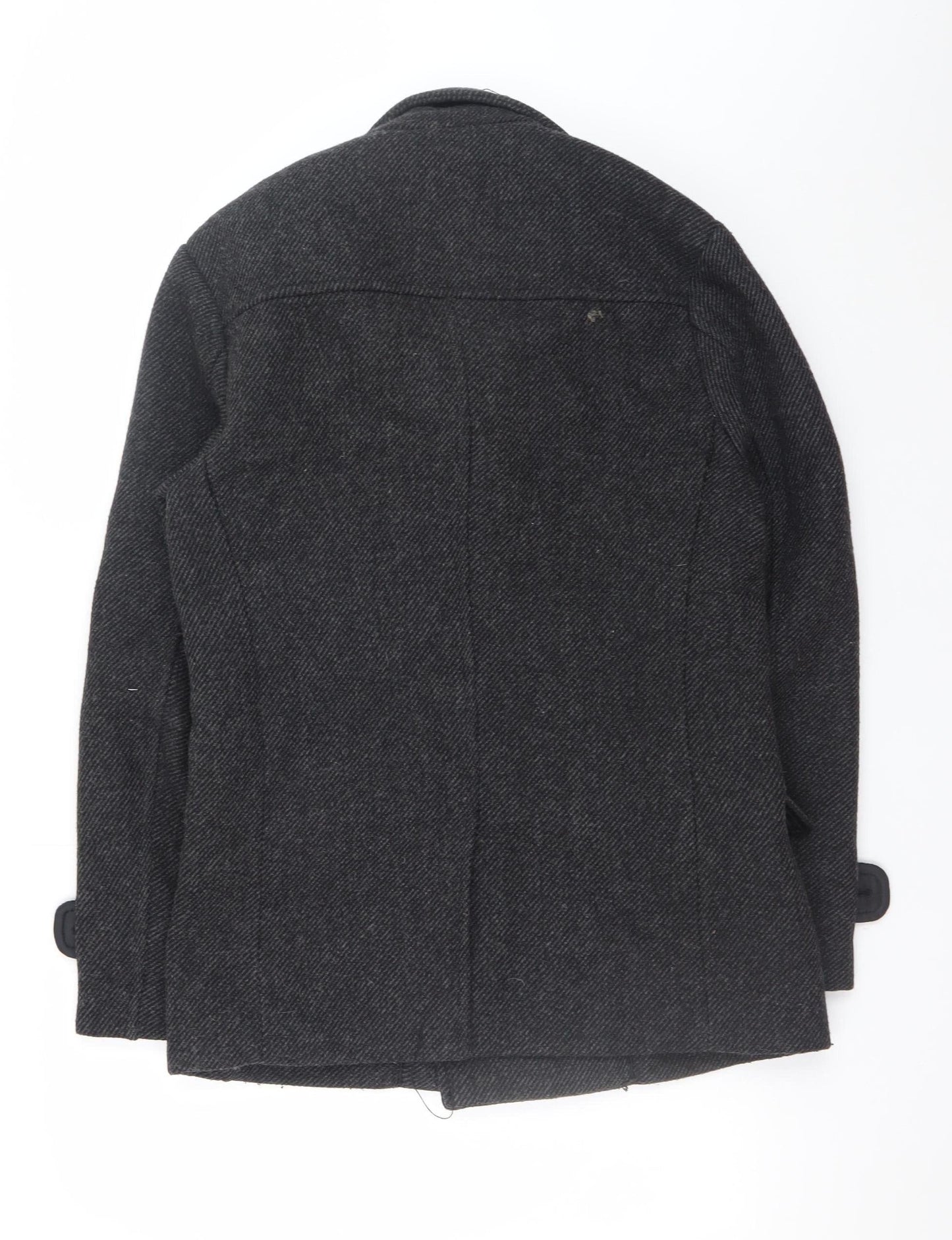 Primark Mens Grey Wool Blend Pea Coat XS Classic Winter Style