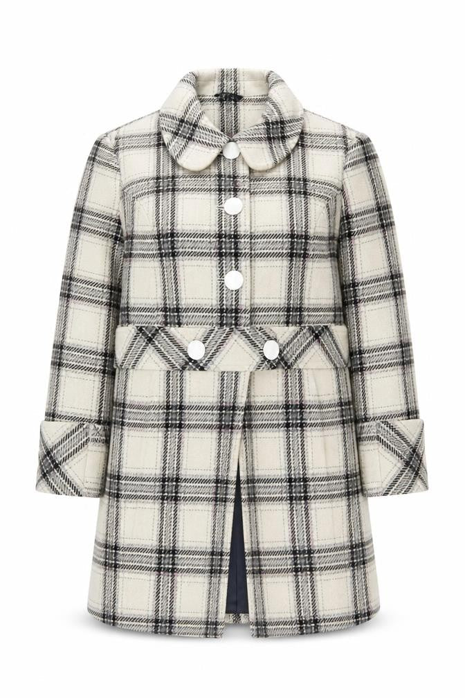 Inspire Womens Beige Checked Wool Blend Coat UK 18 Long Sleeve Buttoned Overcoat