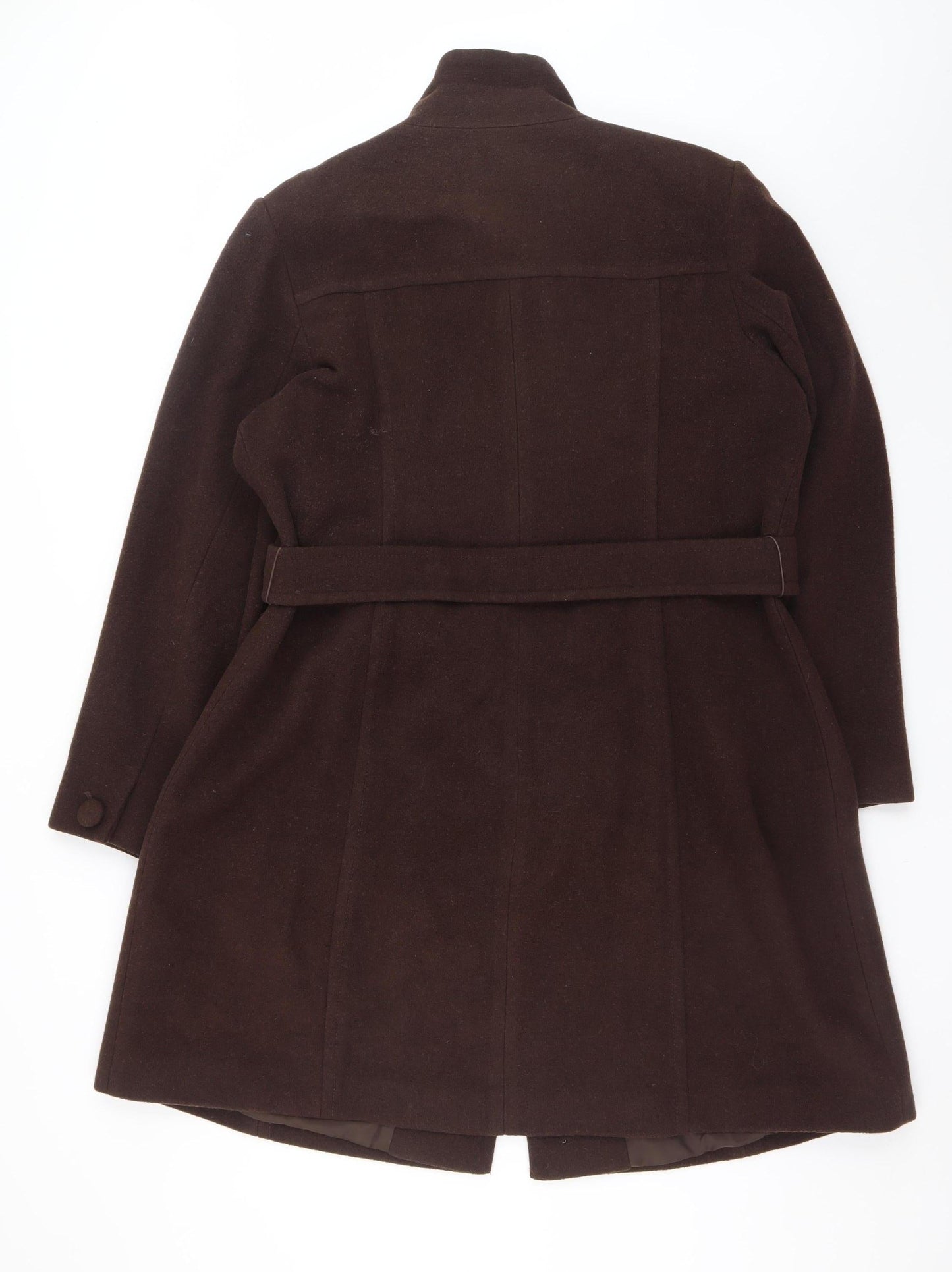 Marks and Spencer Women Brown Wool Blend Belted Overcoat UK 20