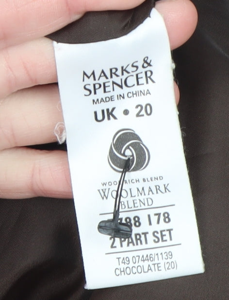 Marks and Spencer Women Brown Wool Blend Belted Overcoat UK 20