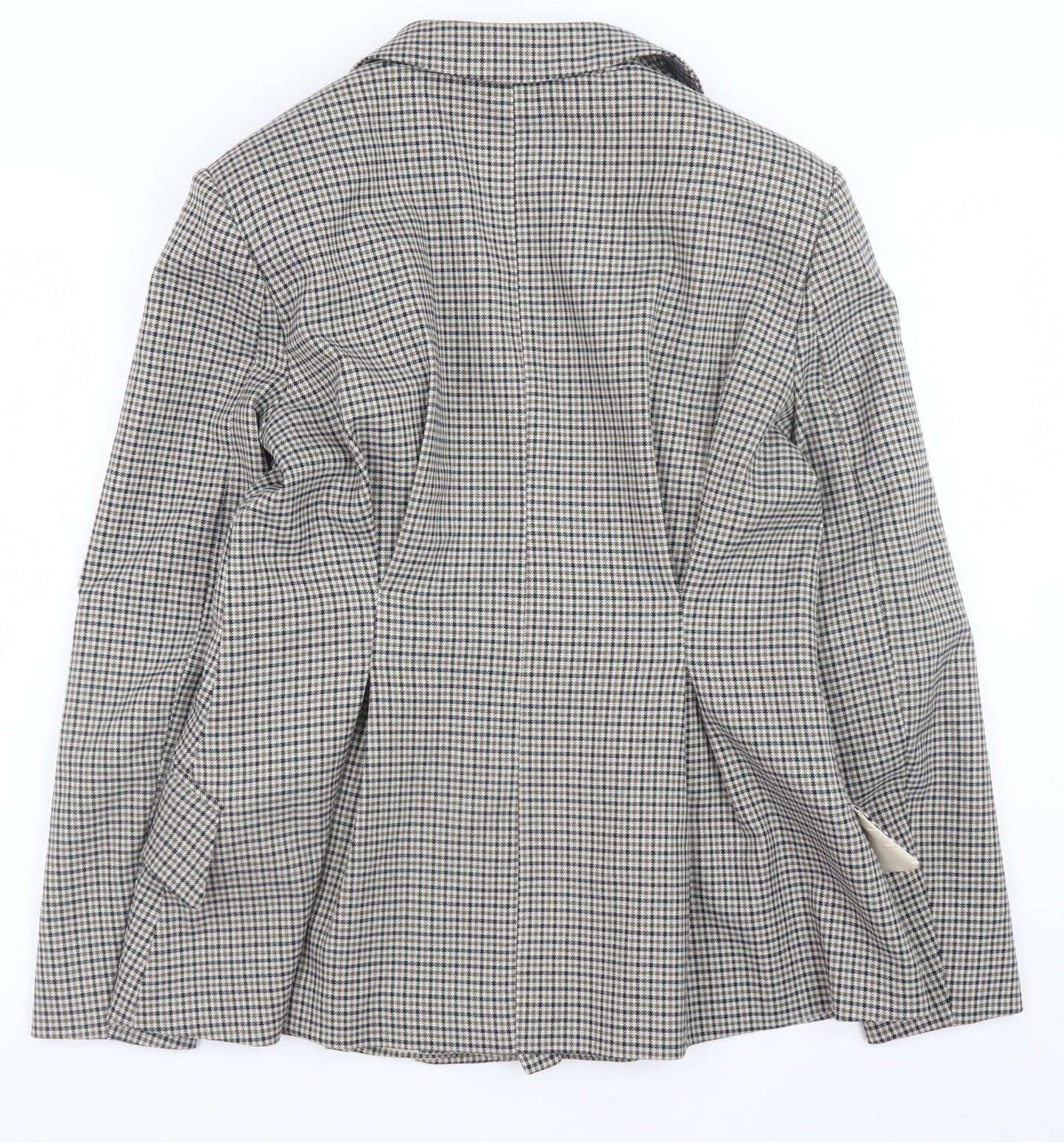 H&M Womens Beige Checked Blazer Size 10 Classic Business Jacket