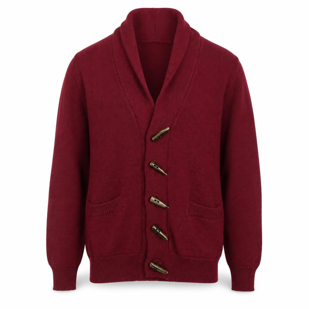 Cloak & Dagger Mens Red Shawl Collar Knit Cardigan Jumper S
