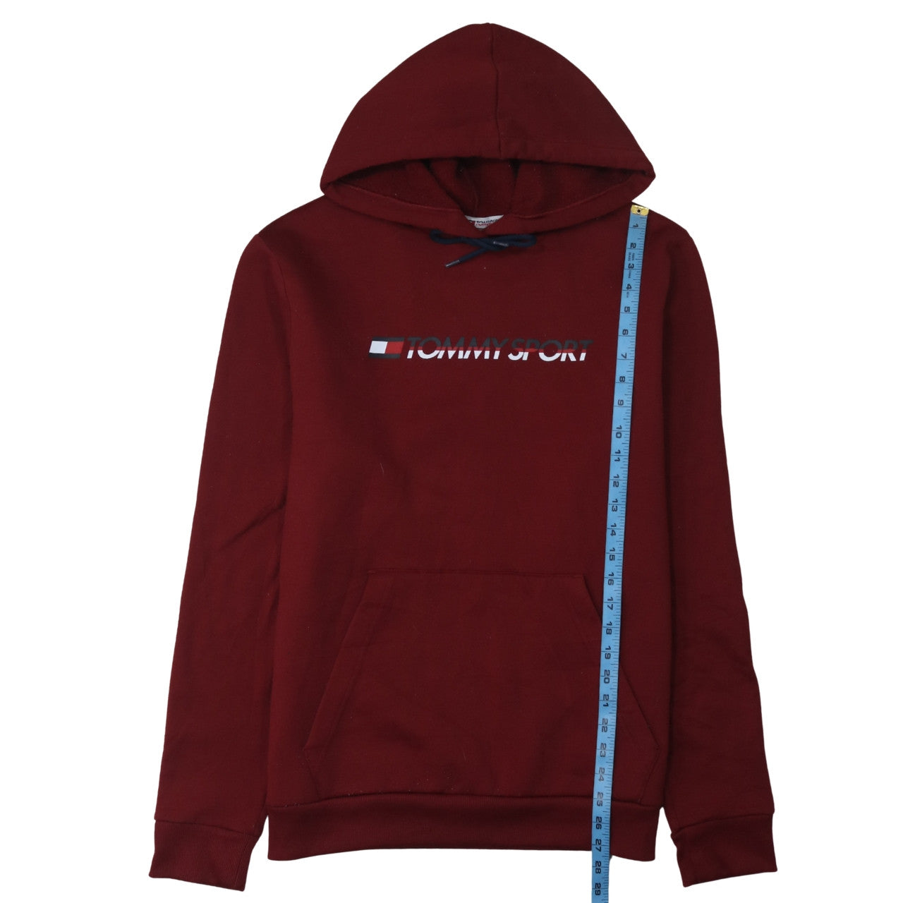 Tommy Sport Men's Red Pullover Hoodie Size L Graphic Logo Cotton Blend