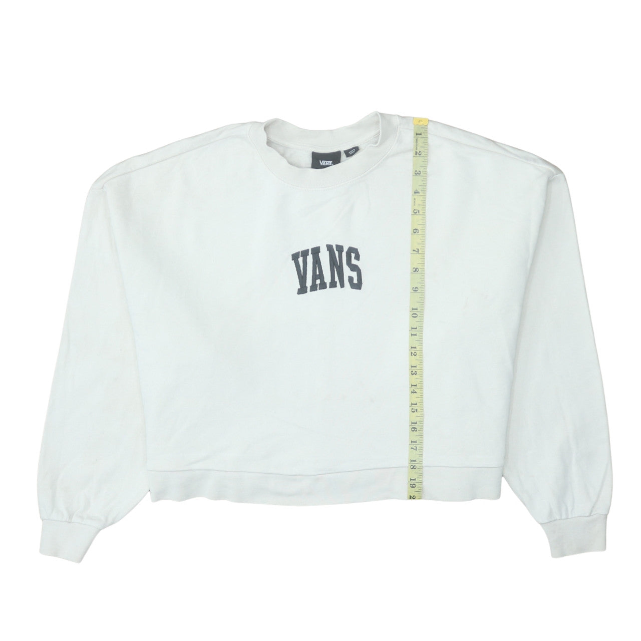 Vans Womens White Medium Pullover Sweatshirt Cotton Logo Casual