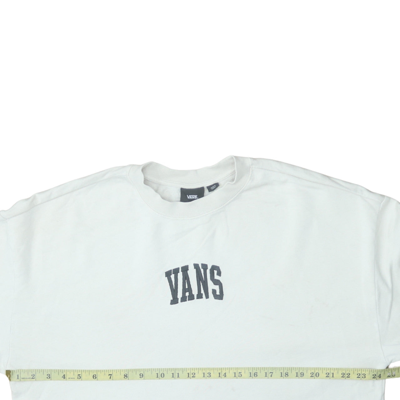Vans Womens White Medium Pullover Sweatshirt Cotton Logo Casual