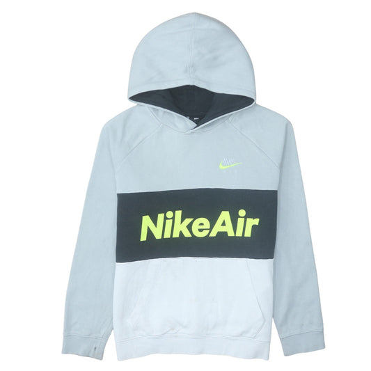 Nike Boys Grey Colourblock Pullover Hoodie XL Fleece Logo Print