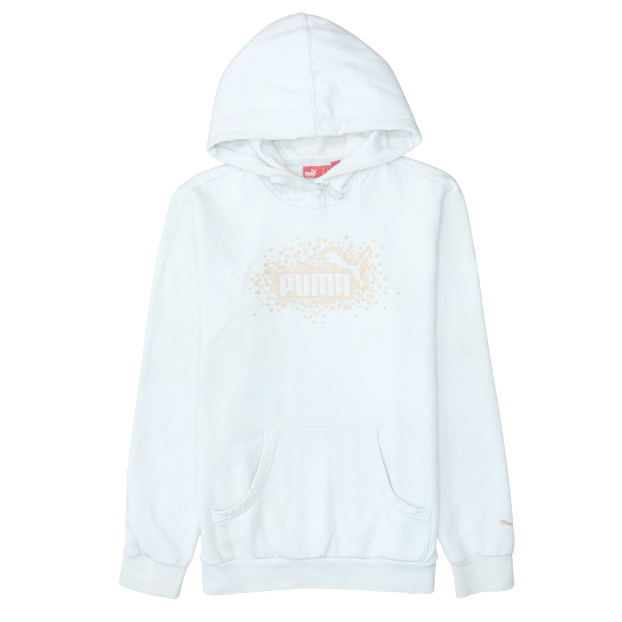 Puma Women White Pullover Hoodie Medium Cotton Blend Logo Design