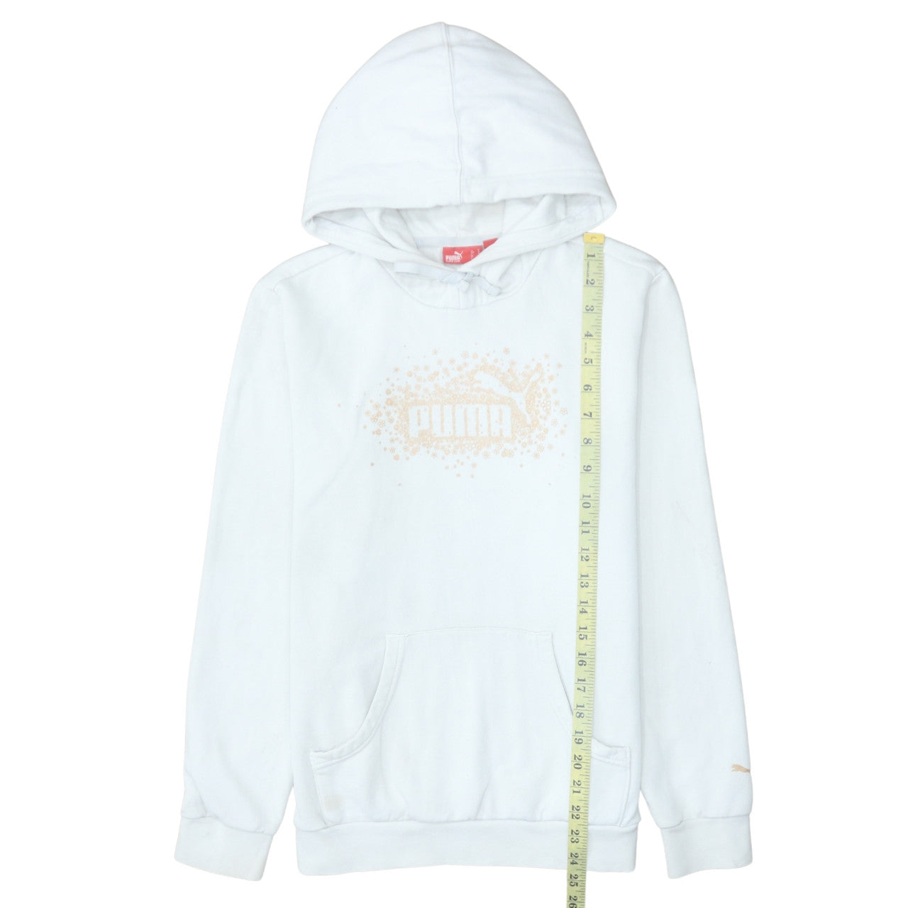 Puma Women White Pullover Hoodie Medium Cotton Blend Logo Design