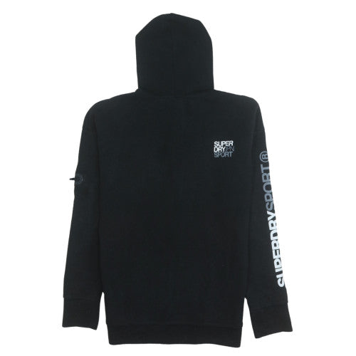 Superdry Sport Mens Black Full Zip Hoodie Size S Fleece Sweatshirt