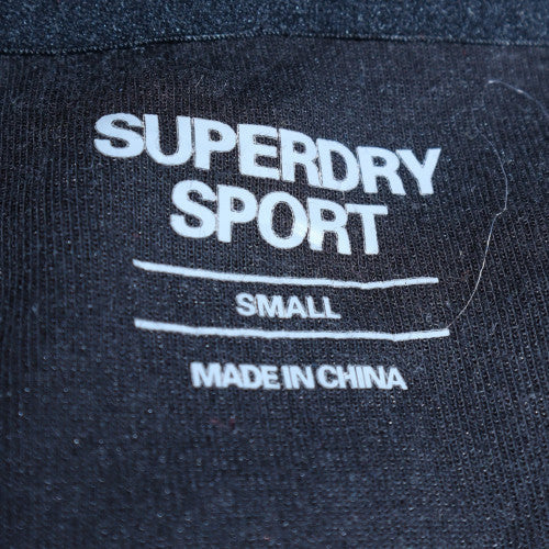 Superdry Sport Mens Black Full Zip Hoodie Size S Fleece Sweatshirt