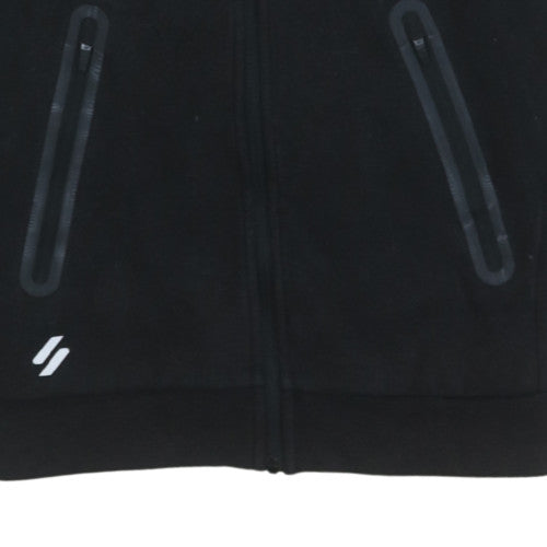Superdry Sport Mens Black Full Zip Hoodie Size S Fleece Sweatshirt