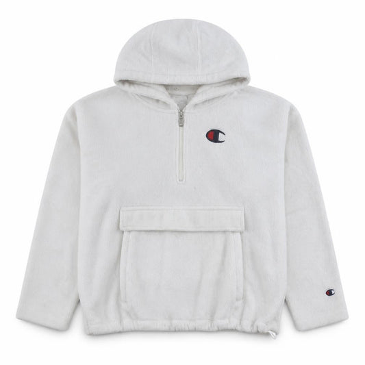 Champion Womens White Fleece 1/4 Zip Hooded Pullover XS